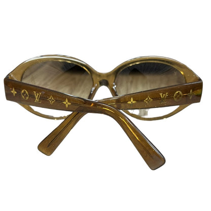 LOUIS VUITTON Acetate Monogram Glitter Sunglasses Brown Gold-tone TK64