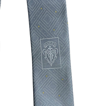 GUCCI Silk GG Crest Geometric Pattern Tie Light Grey TK69