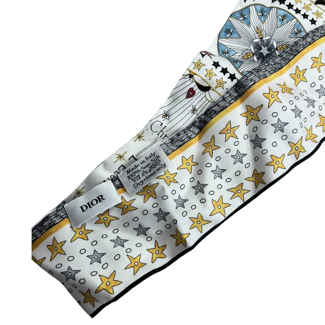 DIOR Silk Mitzah Scarf White with multicolor print TK62