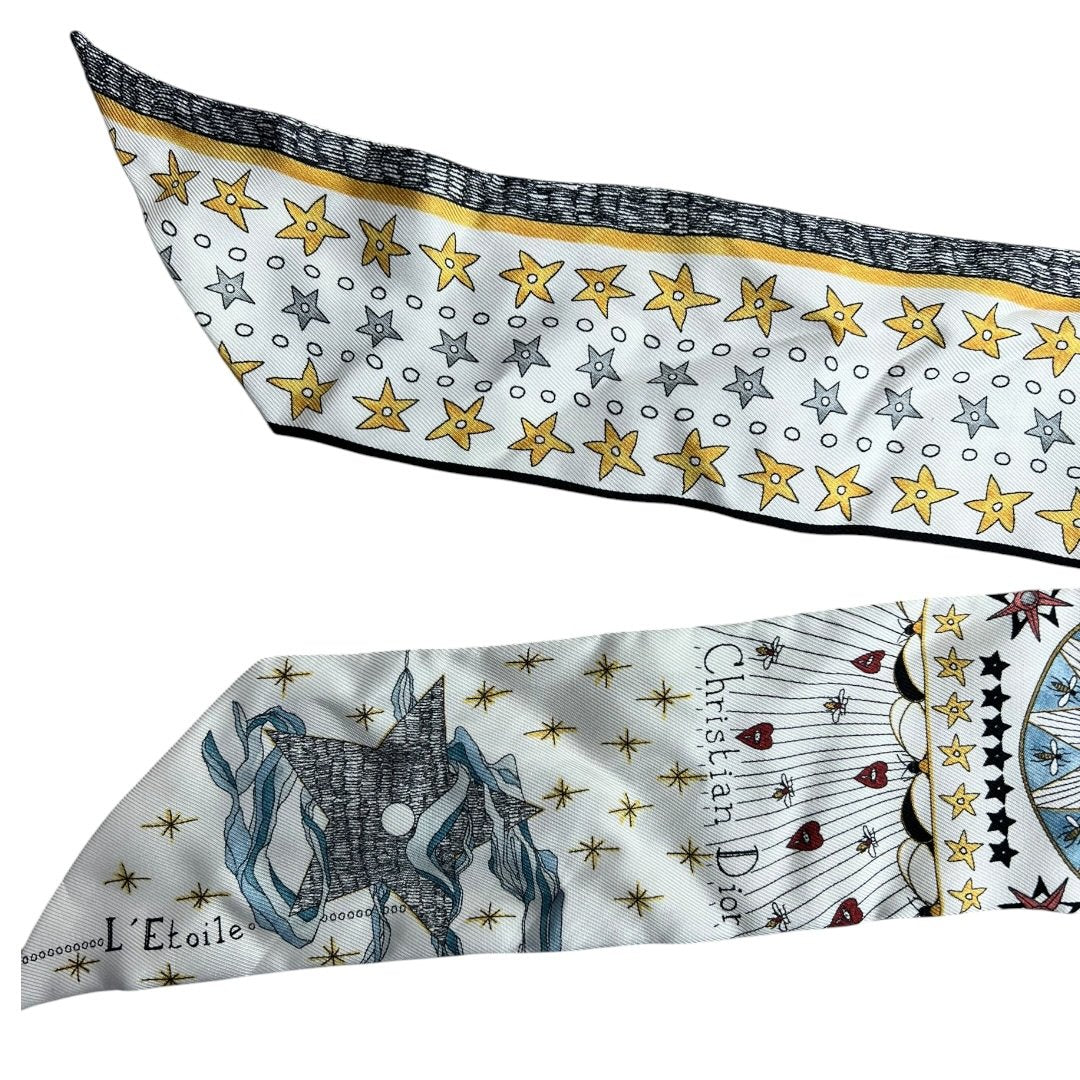 DIOR Silk Mitzah Scarf White with multicolor print TK62