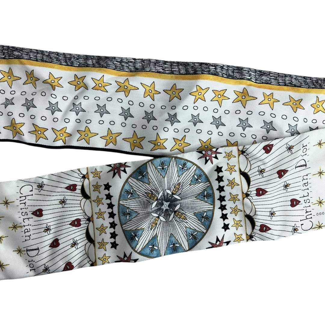 DIOR Silk Mitzah Scarf White with multicolor print TK62
