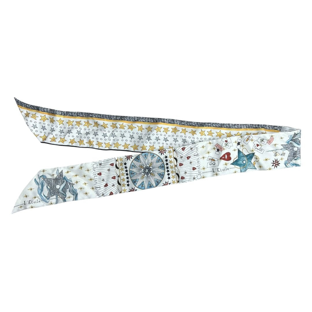DIOR Silk Mitzah Scarf White with multicolor print TK62