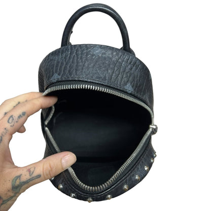 MCM Visetos Stark Bebe Boo Backpack Backpack Black Silver Hardware TK70