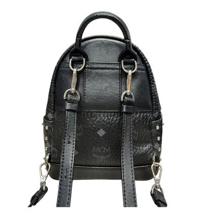 MCM Visetos Stark Bebe Boo Backpack Backpack Black Silver Hardware TK70