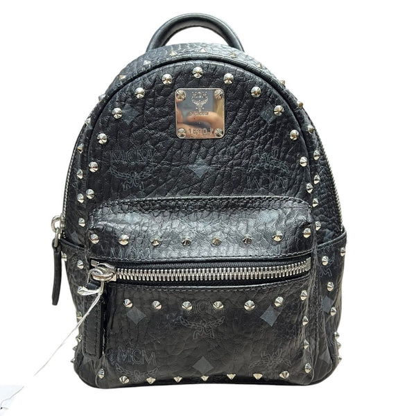 MCM Visetos Stark Bebe Boo Backpack Backpack Black Silver Hardware TK70