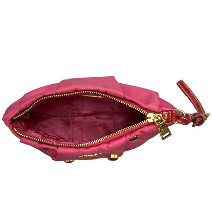 PRADA Tessuto Tessuto Bijoux Wristlet Wristlet Pink Gold Hardware TK71