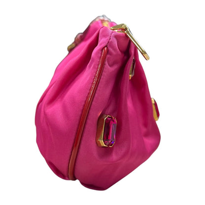 PRADA Tessuto Tessuto Bijoux Wristlet Wristlet Pink Gold Hardware TK71