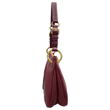 PRADA Vitello Daino Vitello Daino Shoulder Bag Shoulder Bag Burgundy Gold Hardware TK60