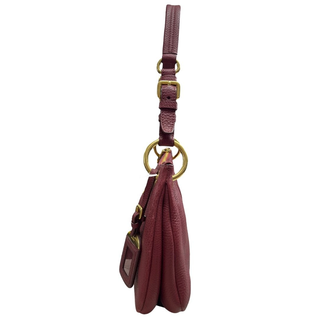 PRADA Vitello Daino Vitello Daino Shoulder Bag Shoulder Bag Burgundy Gold Hardware TK60