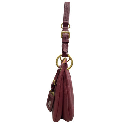 PRADA Vitello Daino Vitello Daino Shoulder Bag Shoulder Bag Burgundy Gold Hardware TK60