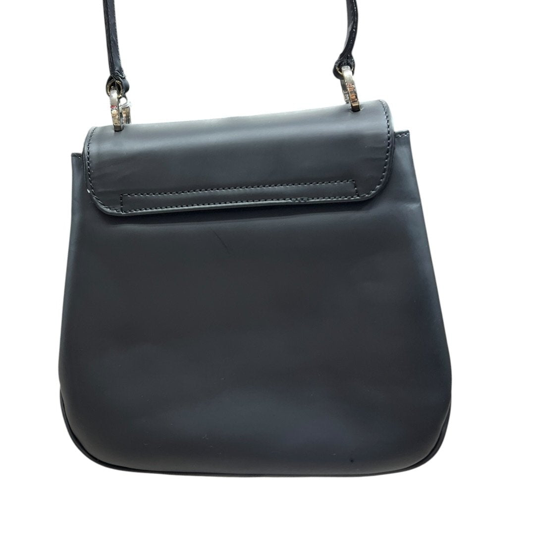 SALVATORE FERRAGAMO Leather Gancini Flap Shoulder Bag Shoulder Bag Black Silver Hardware TK57