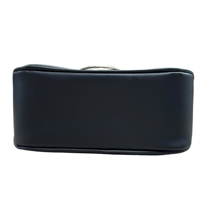 SALVATORE FERRAGAMO Leather Gancini Flap Shoulder Bag Shoulder Bag Black Silver Hardware TK57