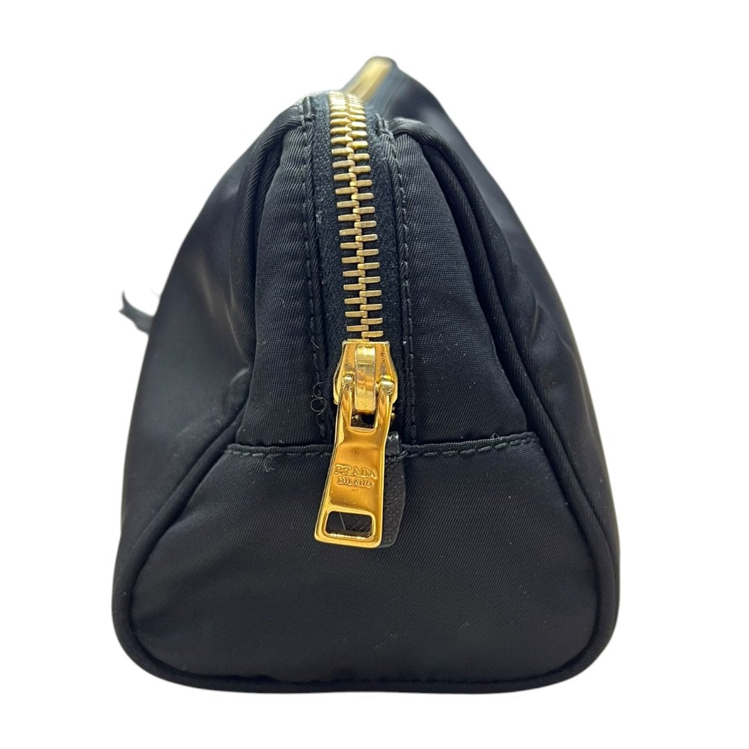PRADA Nylon Nylon Pouch Pouch Black Gold Hardware TK65