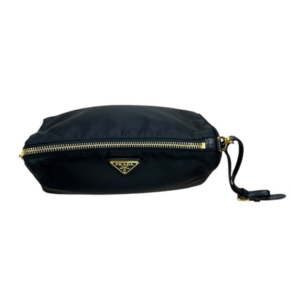 PRADA Nylon Nylon Pouch Pouch Black Gold Hardware TK65