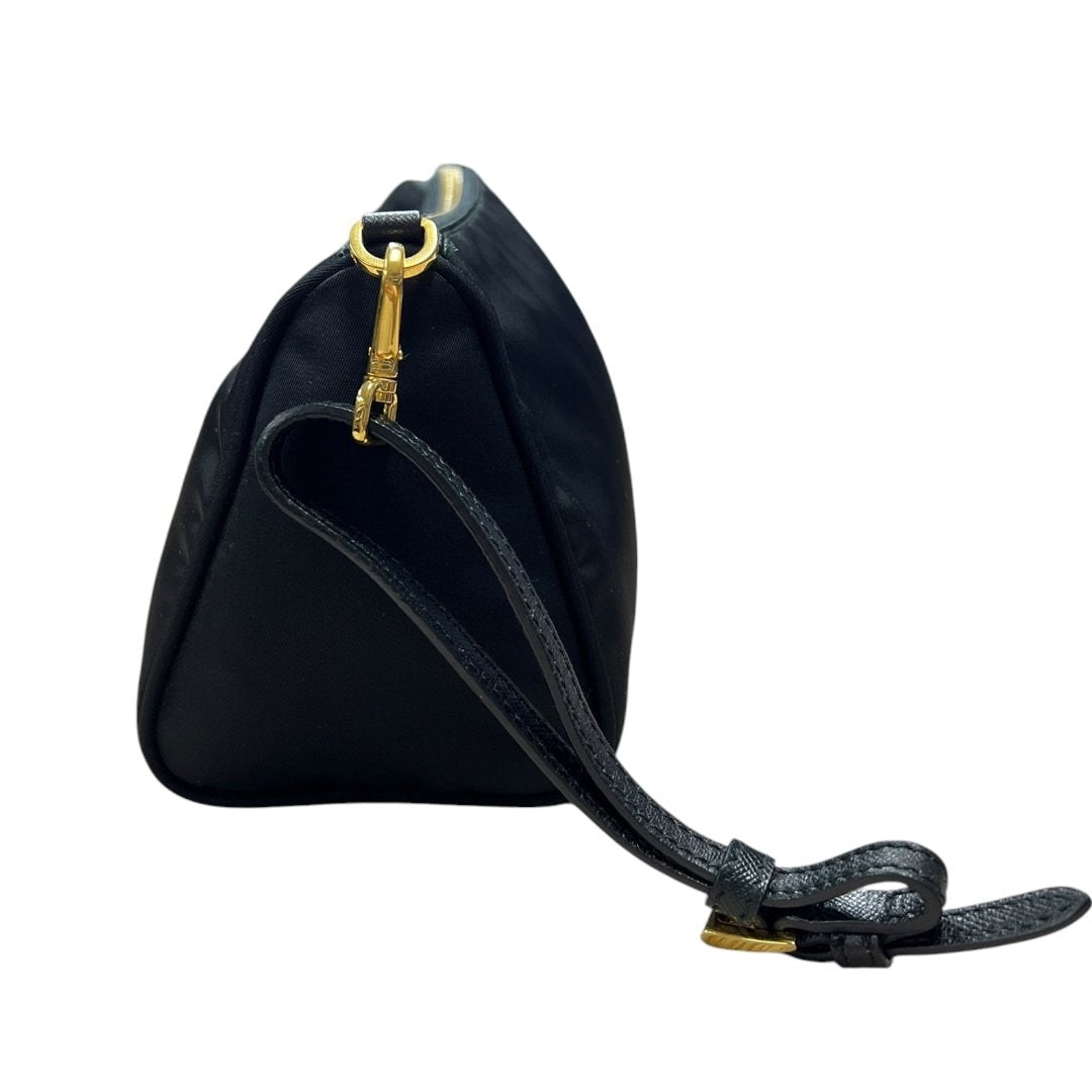 PRADA Nylon Nylon Pouch Pouch Black Gold Hardware TK65