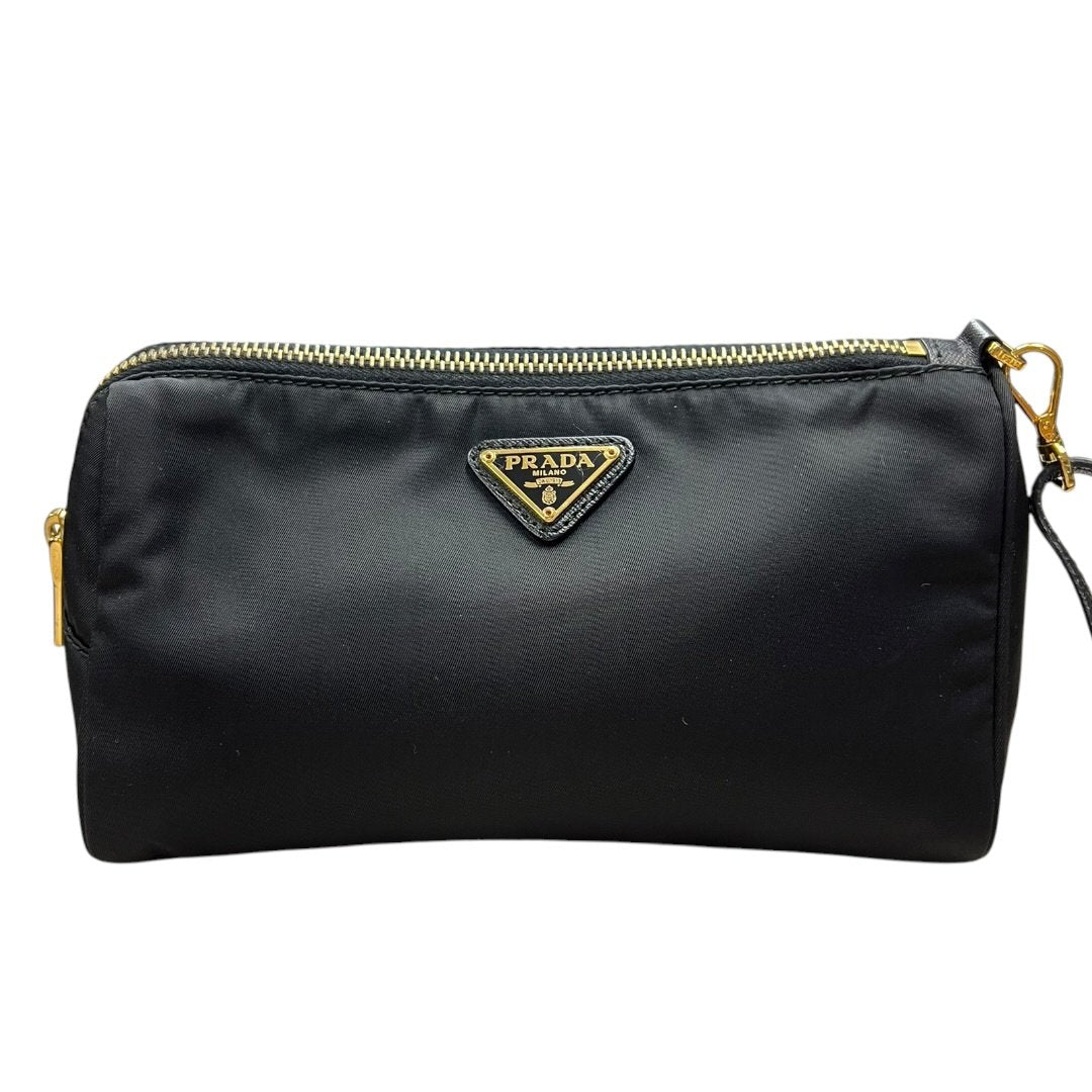 PRADA Nylon Nylon Pouch Pouch Black Gold Hardware TK65