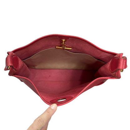 HERMES Courchevel Vespa PM Shoulder Bag Red Gold Hardware TK73