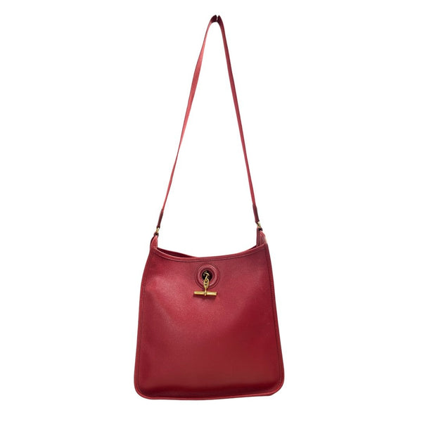 HERMES Courchevel Vespa PM Shoulder Bag Red Gold Hardware TK73