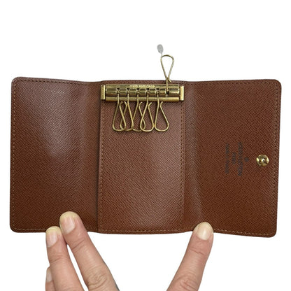 LOUIS VUITTON Monogram 6 Key Holder Key Holder Brown Gold Hardware TK78
