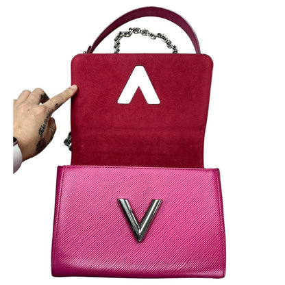 LOUIS VUITTON Epi Twist MM Shoulder Bag Fuchsia Pink Silver Hardware NJ164