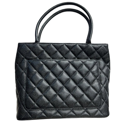 CHANEL Caviar Medallion Tote Tote Black Gold Hardware NJ163