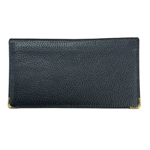 GUCCI Grained Leather Wallet Black Gold Hardware NJ166