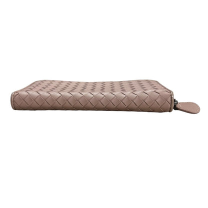 BOTTEGA VENETA Intrecciato Lambskin Intrecciato Zip-Around Wallet Wallet Dusty Pink Silver Hardware NJ165