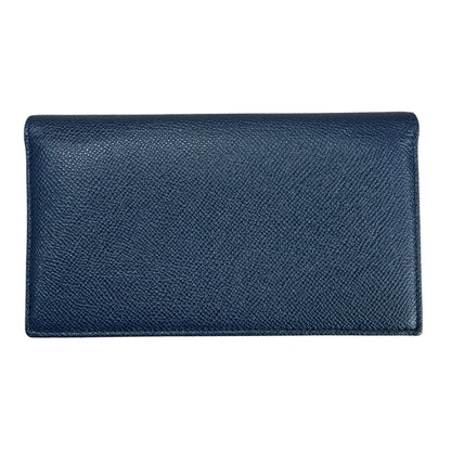 BVLGARI Grained Calf BVLGARI BVLGARI Long Wallet Wallet Dark Blue (exterior), Turquoise (interior) Silver Hardware NJ167