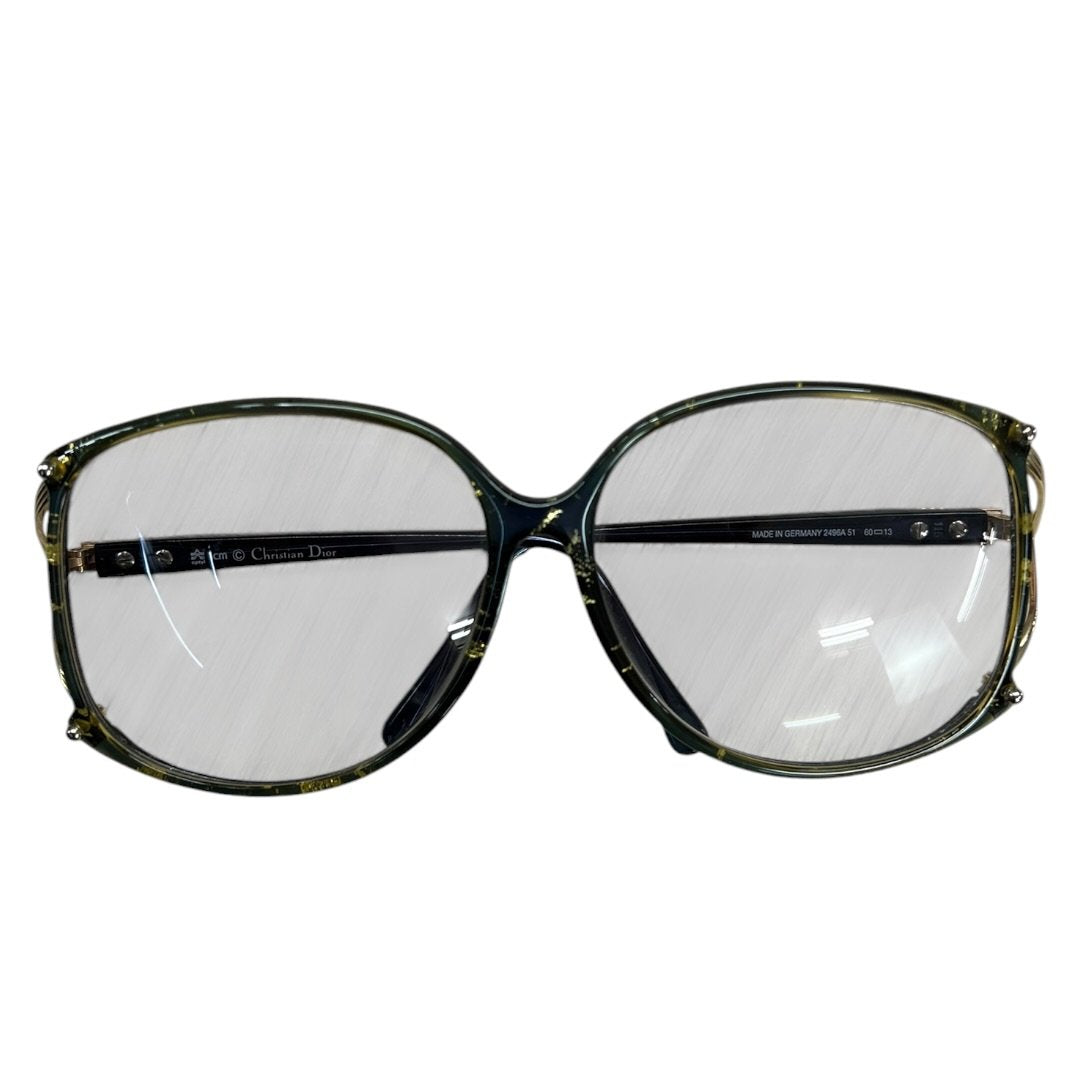 CHRISTIAN DIOR Optyl, Metal 2496A 51 Dark Green, Gold-tone Gold Hardware NJ169
