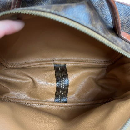 CELINE Macadam Canvas Macadam Vanity Bag Top Handle Bag Brown Gold-tone Hardware Ce228