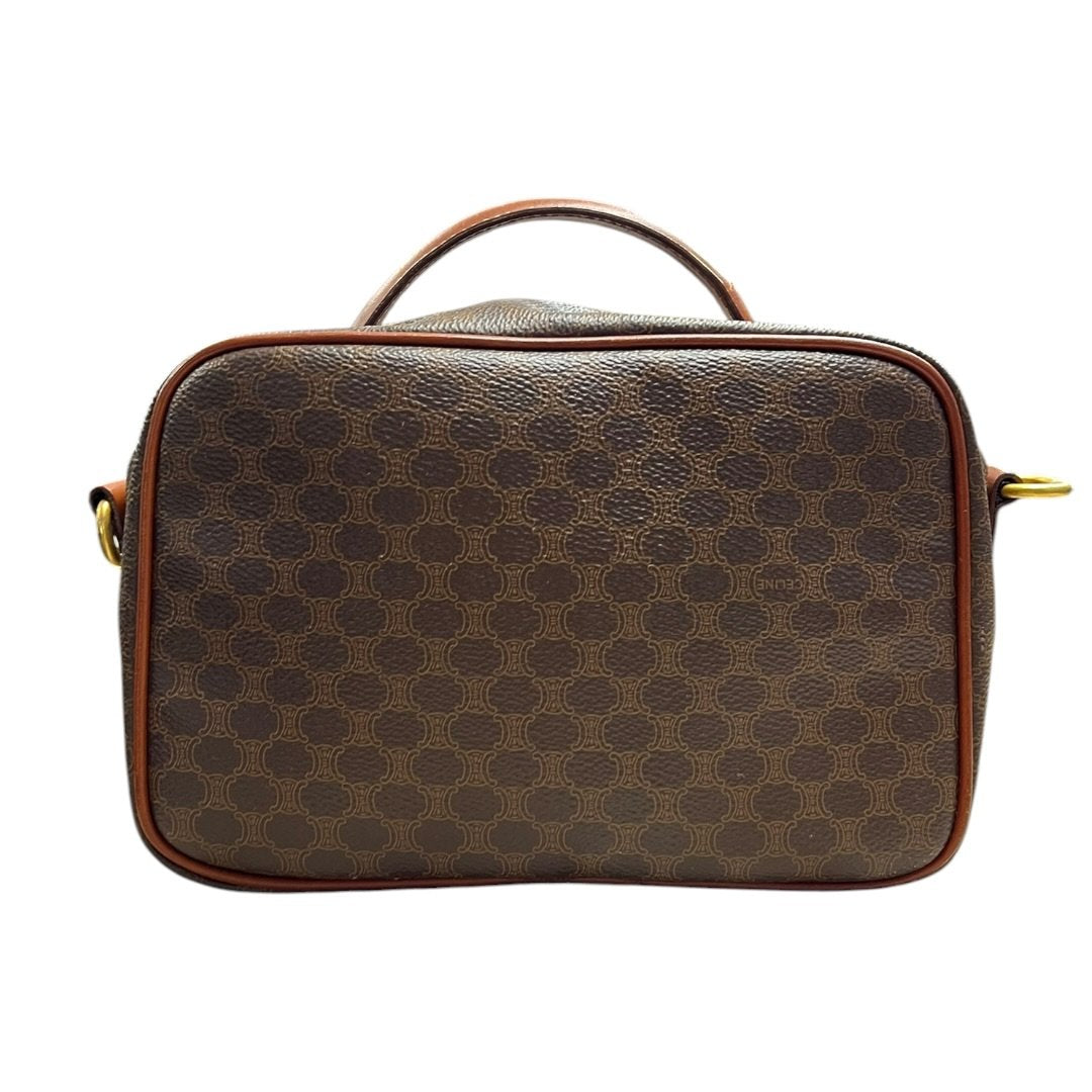 CELINE Macadam Canvas Macadam Vanity Bag Top Handle Bag Brown Gold-tone Hardware Ce228