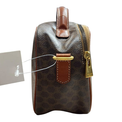 CELINE Macadam Canvas Macadam Vanity Bag Top Handle Bag Brown Gold-tone Hardware Ce228