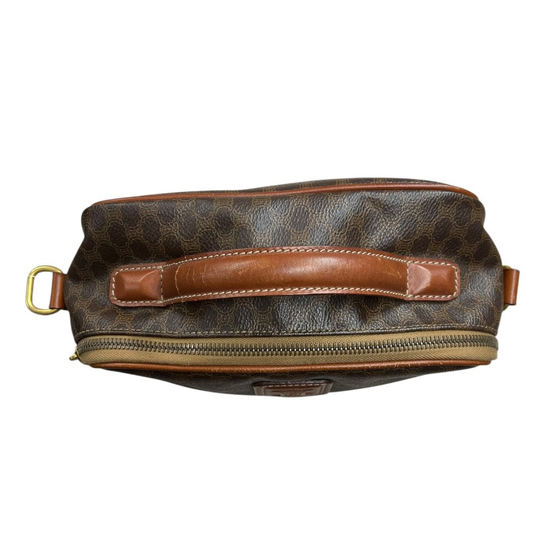 CELINE Macadam Canvas Macadam Vanity Bag Top Handle Bag Brown Gold-tone Hardware Ce228