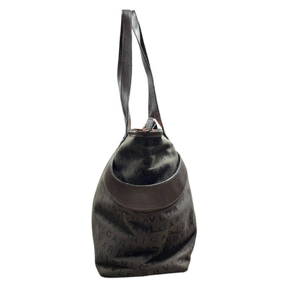 BVLGARI Jacquard Canvas, Leather BVLGARI Logo Canvas Tote Tote Charcoal Grey, Brown, Orange Silver Hardware BV54