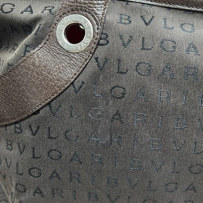 BVLGARI Jacquard Canvas, Leather BVLGARI Logo Canvas Tote Tote Charcoal Grey, Brown, Orange Silver Hardware BV54