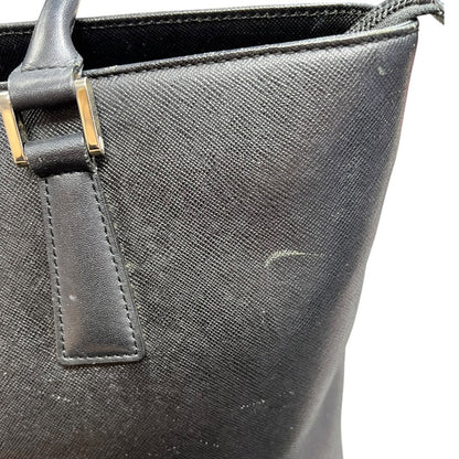 BURBERRY Saffiano Saffiano Leather Tote Bag Tote Black Silver Hardware BU1029