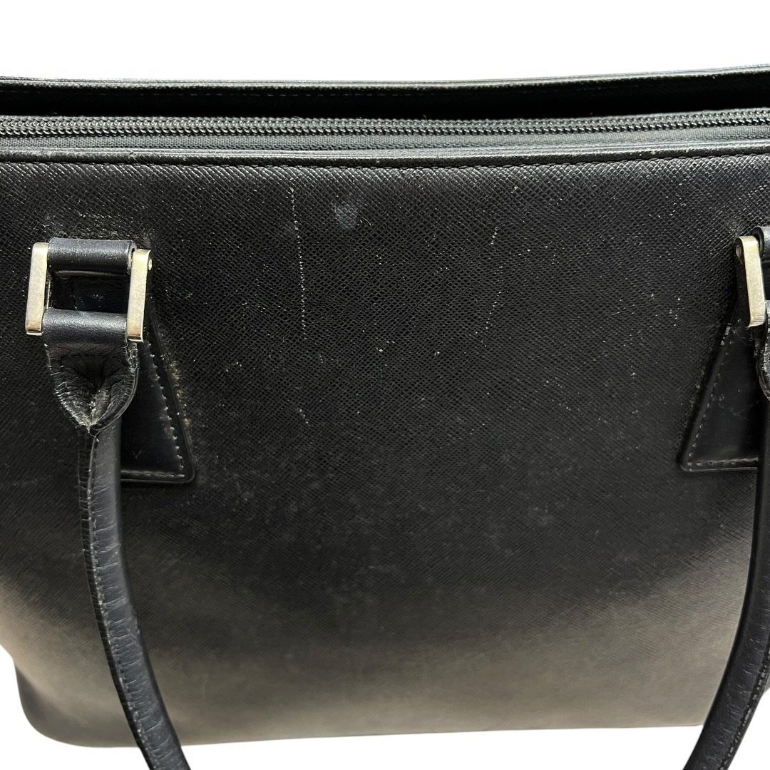 BURBERRY Saffiano Saffiano Leather Tote Bag Tote Black Silver Hardware BU1029