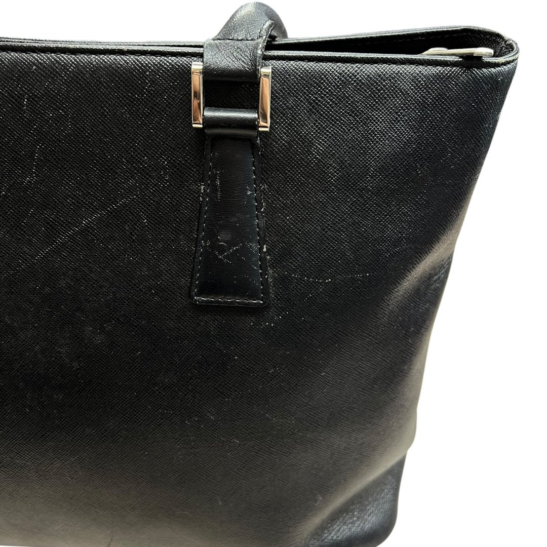 BURBERRY Saffiano Saffiano Leather Tote Bag Tote Black Silver Hardware BU1029