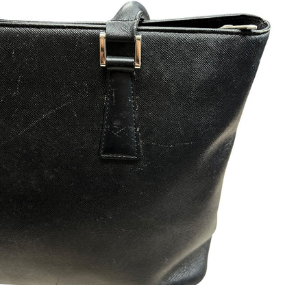 BURBERRY Saffiano Saffiano Leather Tote Bag Tote Black Silver Hardware BU1029