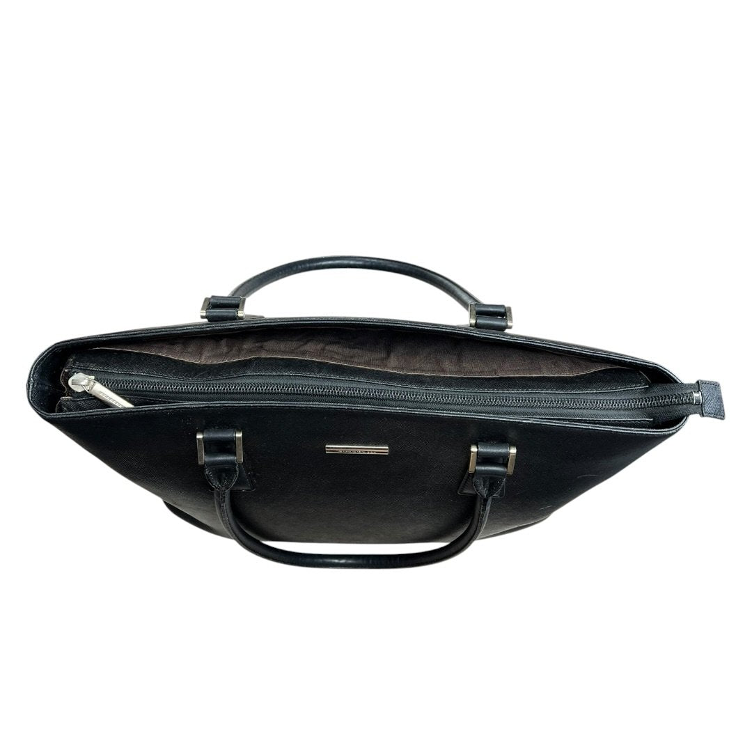 BURBERRY Saffiano Saffiano Leather Tote Bag Tote Black Silver Hardware BU1029