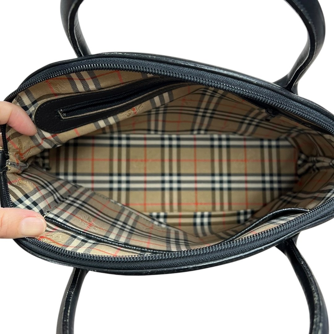 BURBERRY Pebbled Leather Dome Handbag Handbag Black Gold Hardware BU1039
