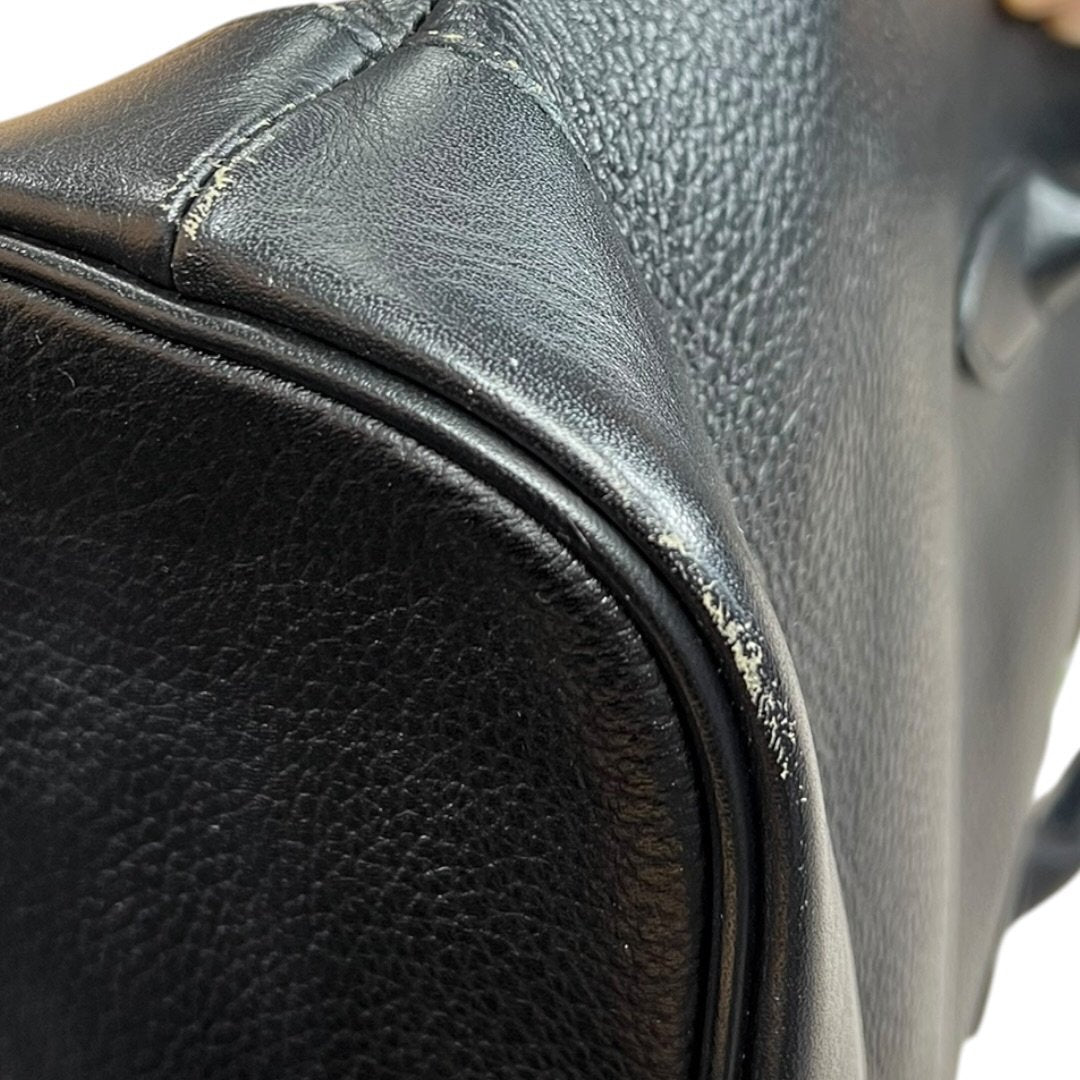 BURBERRY Pebbled Leather Dome Handbag Handbag Black Gold Hardware BU1039