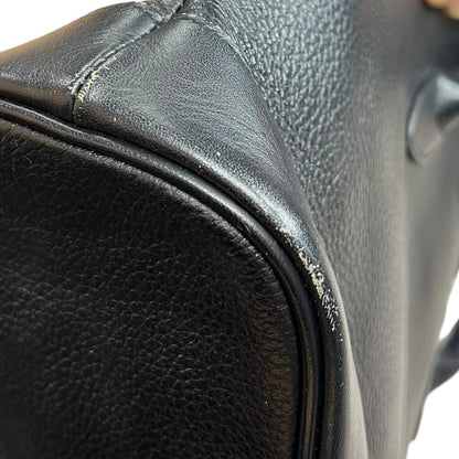 BURBERRY Pebbled Leather Dome Handbag Handbag Black Gold Hardware BU1039