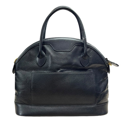 BURBERRY Pebbled Leather Dome Handbag Handbag Black Gold Hardware BU1039