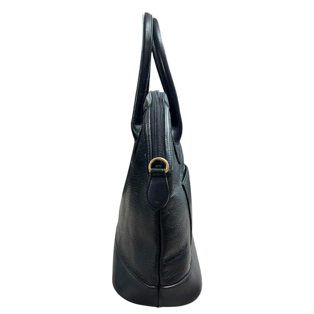 BURBERRY Pebbled Leather Dome Handbag Handbag Black Gold Hardware BU1039