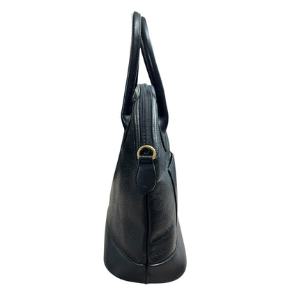 BURBERRY Pebbled Leather Dome Handbag Handbag Black Gold Hardware BU1039