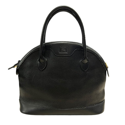BURBERRY Pebbled Leather Dome Handbag Handbag Black Gold Hardware BU1039