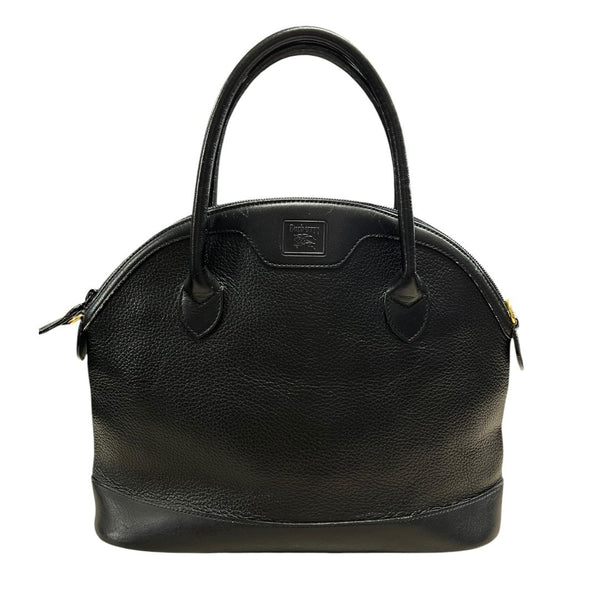 BURBERRY Pebbled Leather Dome Handbag Handbag Black Gold Hardware BU1039