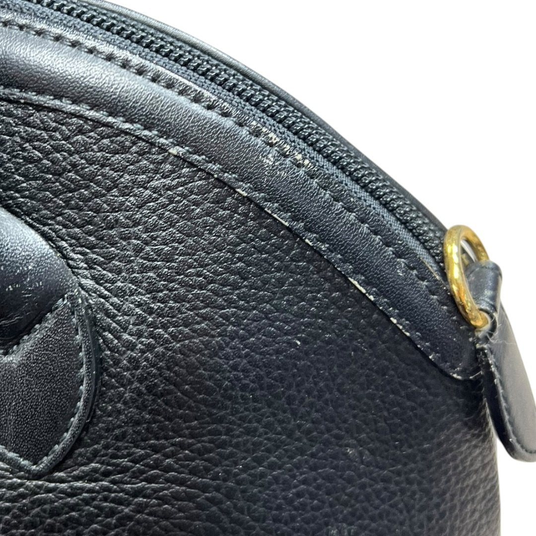 BURBERRY Pebbled Leather Dome Handbag Handbag Black Gold Hardware BU1039