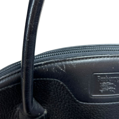 BURBERRY Pebbled Leather Dome Handbag Handbag Black Gold Hardware BU1039